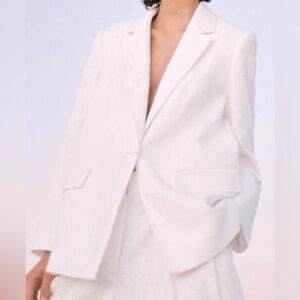 ZARA Women's White Cotton Blend Blazer - Size XL - NEW